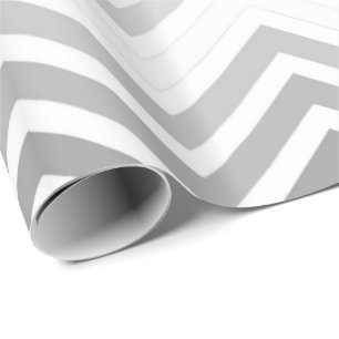 Papel De Presente Cinza clássico, ziguezague em chevron branco feliz