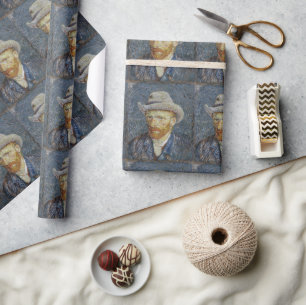 Papel De Presente Cinza De Autoretrato Van Gogh Sentiu O Chapéu De