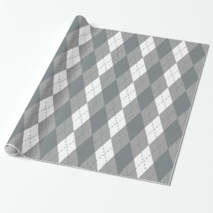 Papel De Presente Cinza de carvão branco XL árgyle
