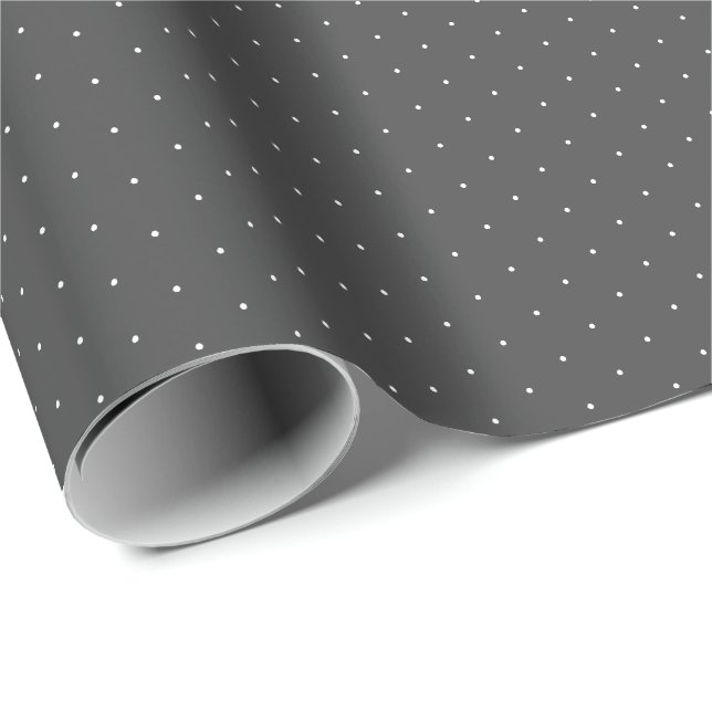 Papel De Presente Cinza de carvão vegetal com bolinhas branca (Ponta do rolo)