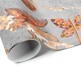 Papel De Presente Cinza de cobre Dourada Borboleta-sombra Insetos Ge