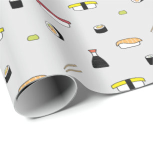 Papel De Presente Cinza de Luz Nigiri Maki