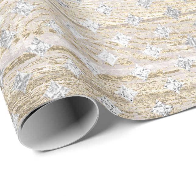 Papel De Presente Cinza de Prata Branca, Dourada, Corta a Madeira Rú (Ponta do rolo)