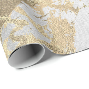 Papel De Presente Cinza de prata Foxier Dourado Marble Shiny Metálic