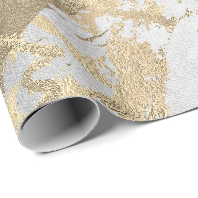 Papel De Presente Cinza de prata Foxier Dourado Marble Shiny Metálic (Ponta do rolo)