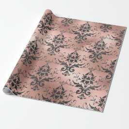 Papel De Presente Cinza Desloca Trabalho Floral a Rosa