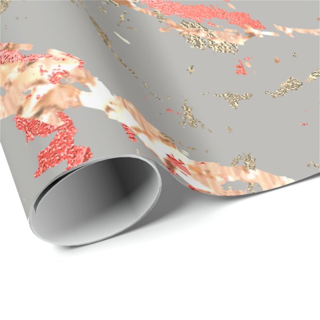 Papel De Presente Cinza Dourada de mármore rosa cor-de-rosa-direito (Ponta do rolo)
