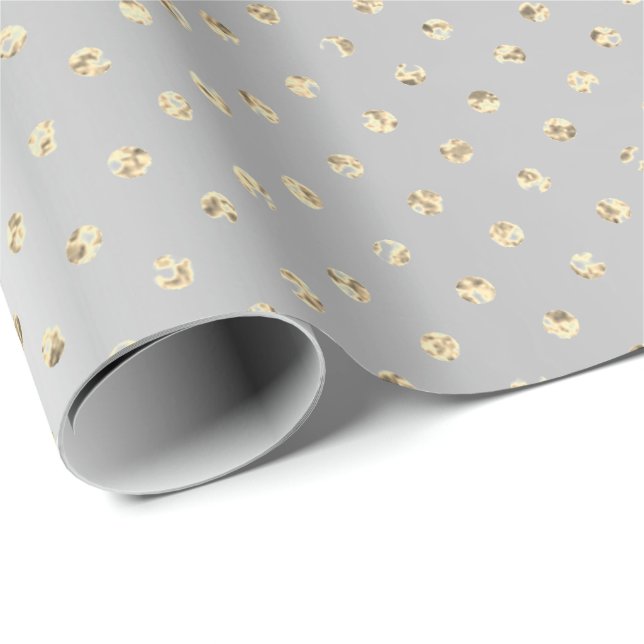 Papel De Presente Cinza Dourada Foxier Confetti Pequenas Bolinhas de (Ponta do rolo)