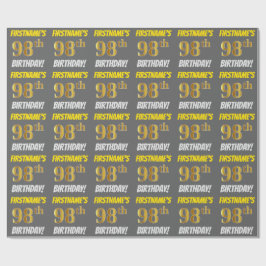 Papel De Presente Cinza, Dourado Falso/Imitação, "ANIVERSÁRIO DE 98 