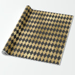 Papel De Presente Cinza e Diamante de Folha de Ouro<br><div class="desc">Papel de embrulho de cinzas e diamantes de ouro.</div>