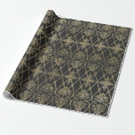 Papel De Presente Cinza e Dourada Vintage Damask<br><div class="desc">Papel de embrulho de damascos para cinzas e paris de ouro.</div>