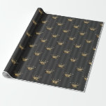 Papel De Presente Cinza e Folha de Ouro Padrão da Coroa de Paris<br><div class="desc">Cinza e coroa dourada papel de embrulho.</div>