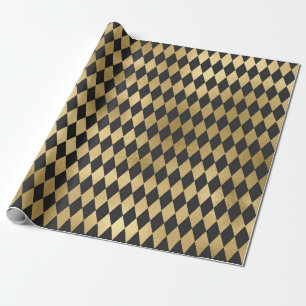 Papel De Presente Cinza e Ouro Diamante Folheado