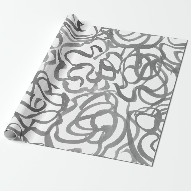 Papel De Presente Cinza Elegante Nêutica Abstrato (Desenrolado)