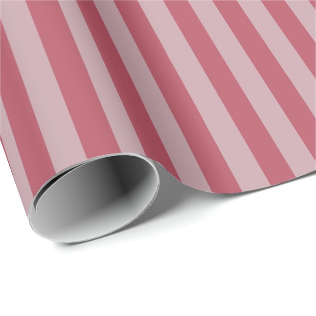 Papel De Presente Cinza Empoeirado Rosa e Listras Rosa Escuro (Ponta do rolo)