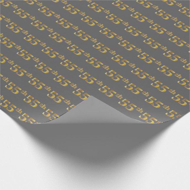 Papel De Presente Cinza, Falso Dourado 55º (Quinquagésimo Quinto) Ev (Ponta)