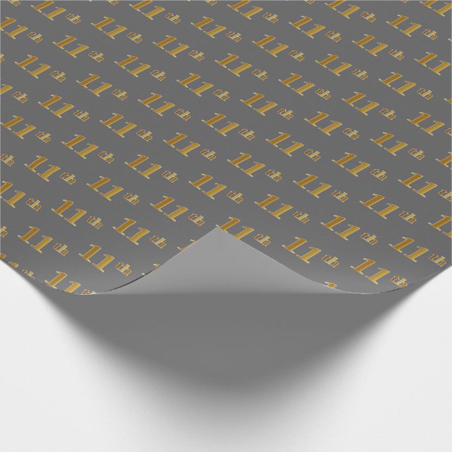 Papel De Presente Cinza, Faux Dourado 11 (décimo primeiro) Evento (Ponta)