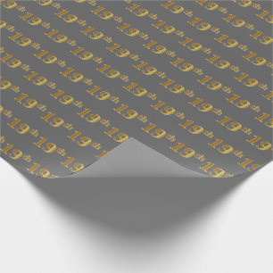 Papel De Presente Cinza, Faux Dourado 19º (19º) Evento