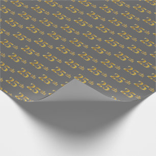 Papel De Presente Cinza, Faux Dourado (25.o) Evento