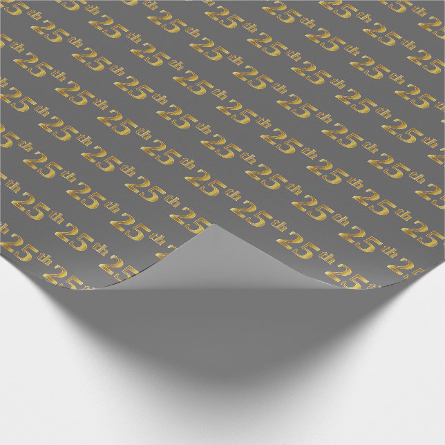 Papel De Presente Cinza, Faux Dourado (25.o) Evento (Ponta)