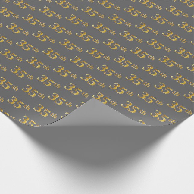 Papel De Presente Cinza, Faux Dourado 35º (Trinta e Cinco) Evento (Ponta)