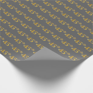 Papel De Presente Cinza, Faux Dourado 45º (quarenta e cinco) evento