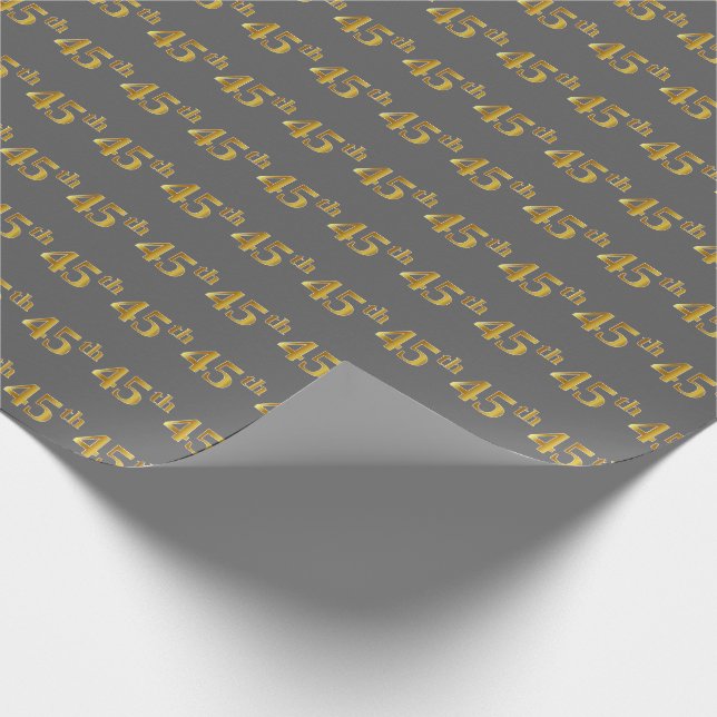 Papel De Presente Cinza, Faux Dourado 45º (quarenta e cinco) evento (Ponta)