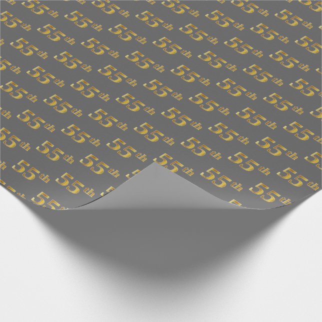 Papel De Presente Cinza, Faux Dourado 55º (55º) Evento (Ponta)