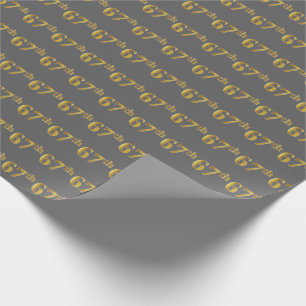 Papel De Presente Cinza, Faux Dourado 67º (Sessenta e Sétimo) Evento