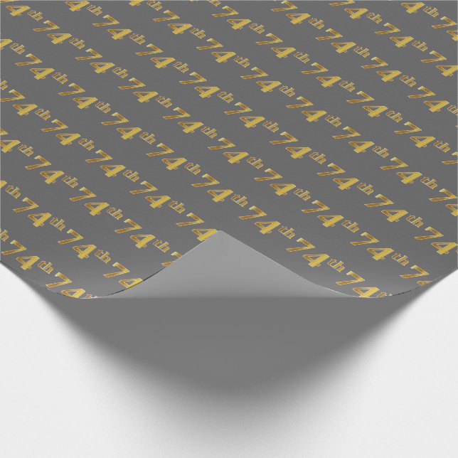 Papel De Presente Cinza, Faux Dourado 74º (74º) Evento (Ponta)