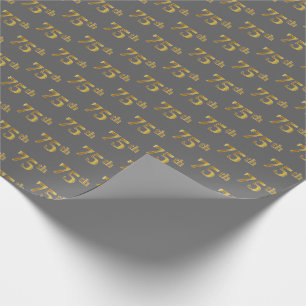 Papel De Presente Cinza, Faux Dourado 75º (75º) Evento