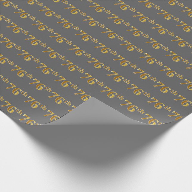 Papel De Presente Cinza, Faux Dourado 76º (76º) Evento (Ponta)