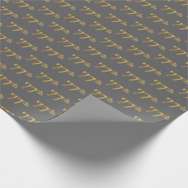 Papel De Presente Cinza, Faux Dourado 77º (77º) Evento (Ponta)
