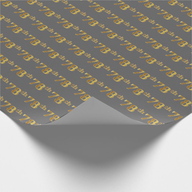 Papel De Presente Cinza, Faux Dourado 78º (78º) Evento (Ponta)