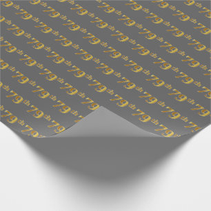 Papel De Presente Cinza, Faux Dourado 79º (setenta e nove) Evento