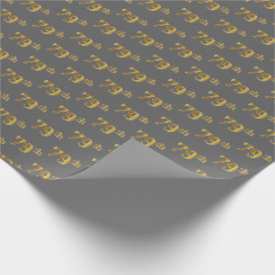 Papel De Presente Cinza, Faux Dourado 79º (setenta e nove) Evento