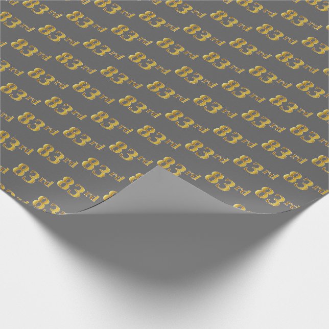 Papel De Presente Cinza, Faux Dourado 83º (oitenta e três) Evento (Ponta)