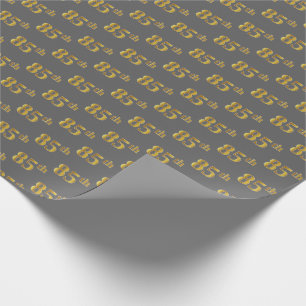 Papel De Presente Cinza, Faux Dourado 85º (oitenta e cinco) Evento