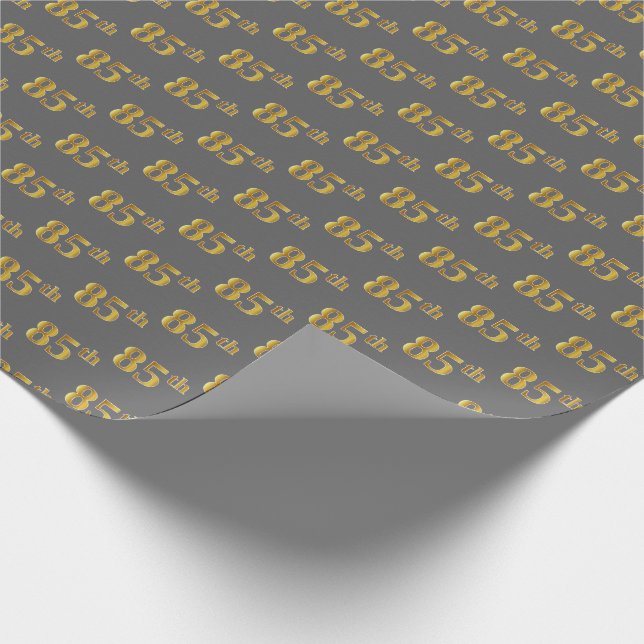 Papel De Presente Cinza, Faux Dourado 85º (oitenta e cinco) Evento (Ponta)