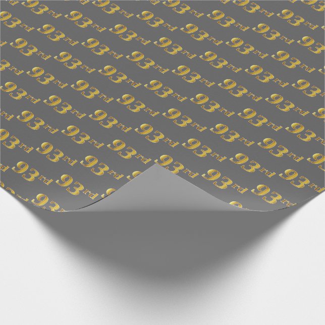 Papel De Presente Cinza, Faux Dourado 93º (93º) Evento (Ponta)