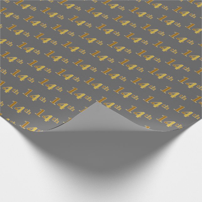 Papel De Presente Cinza, Faux Dourado (Décimo Quarto) Evento (Ponta)
