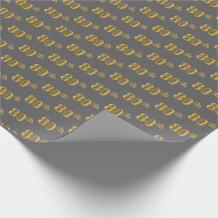 Papel De Presente Cinza, Faux Dourado (Oitenta) Evento