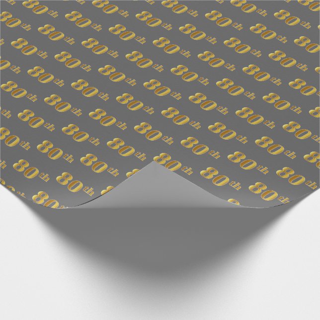 Papel De Presente Cinza, Faux Dourado (Oitenta) Evento (Ponta)