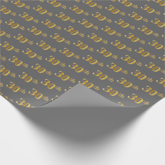 Papel De Presente Cinza, Faux Dourado (trigésimo) Evento (Ponta)