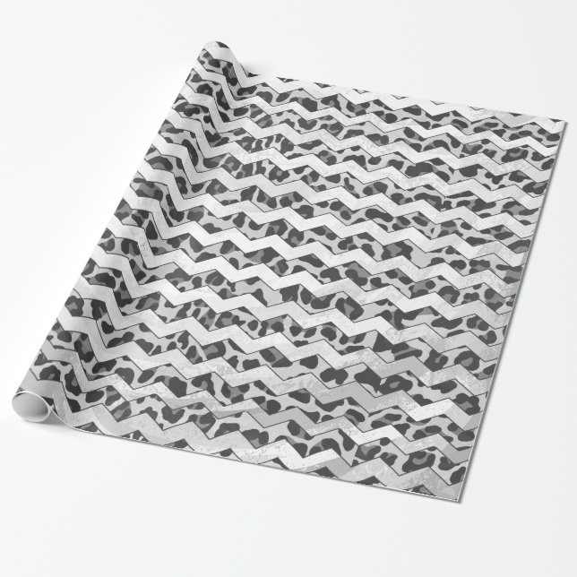 Papel De Presente Cinza-leopardo-guará e Cinza-luz (Desenrolado)