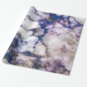 Papel De Presente Cinza Marble com Brilho Azul