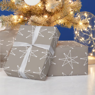 Papel De Presente Cinza MCM da Estrela de Natal Atômica Moderna do