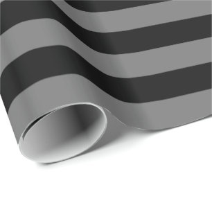 Papel De Presente Cinza Médio e Listra Preta