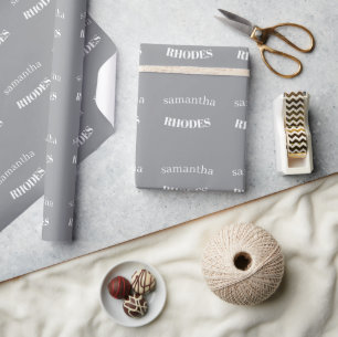 Papel De Presente Cinza monograma personalizado minimalista
