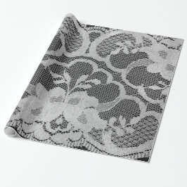 Papel De Presente Cinza Negra Metálica Negra Bridal Lace Floral Bran